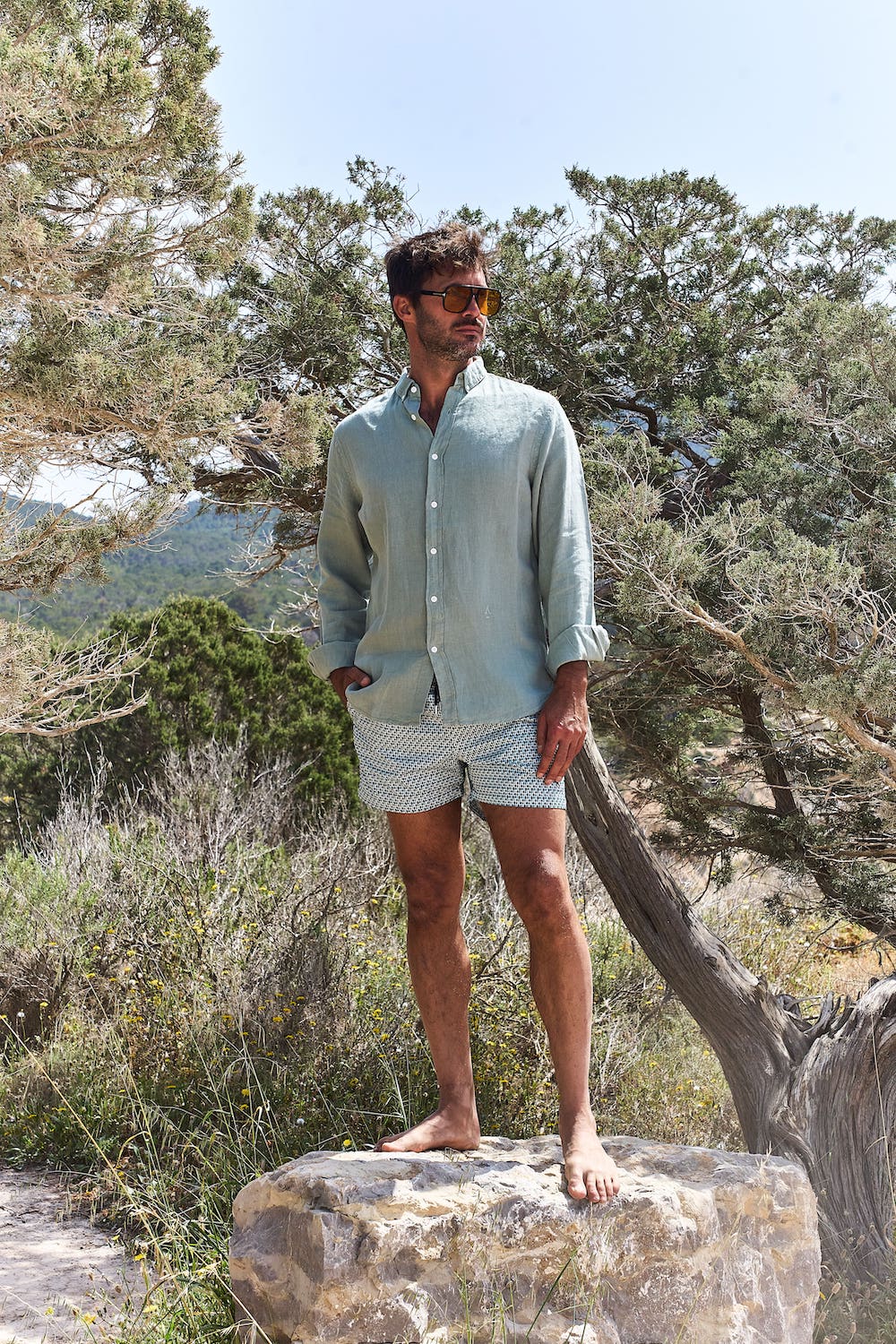 Chemise en lin Sauge