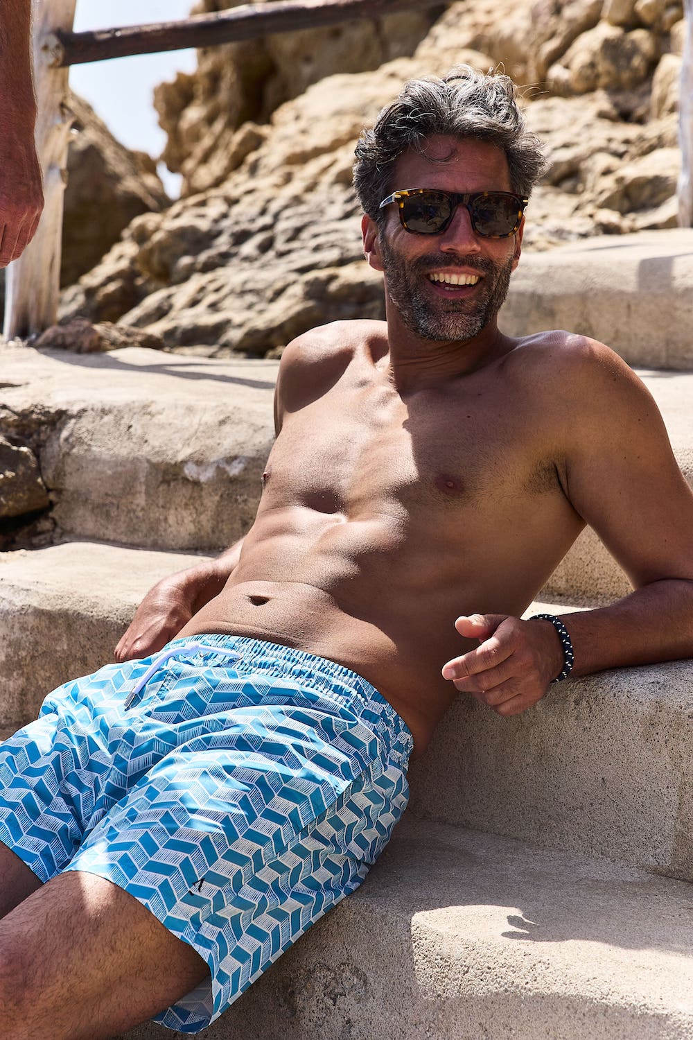 Short de bain - Courants bleu