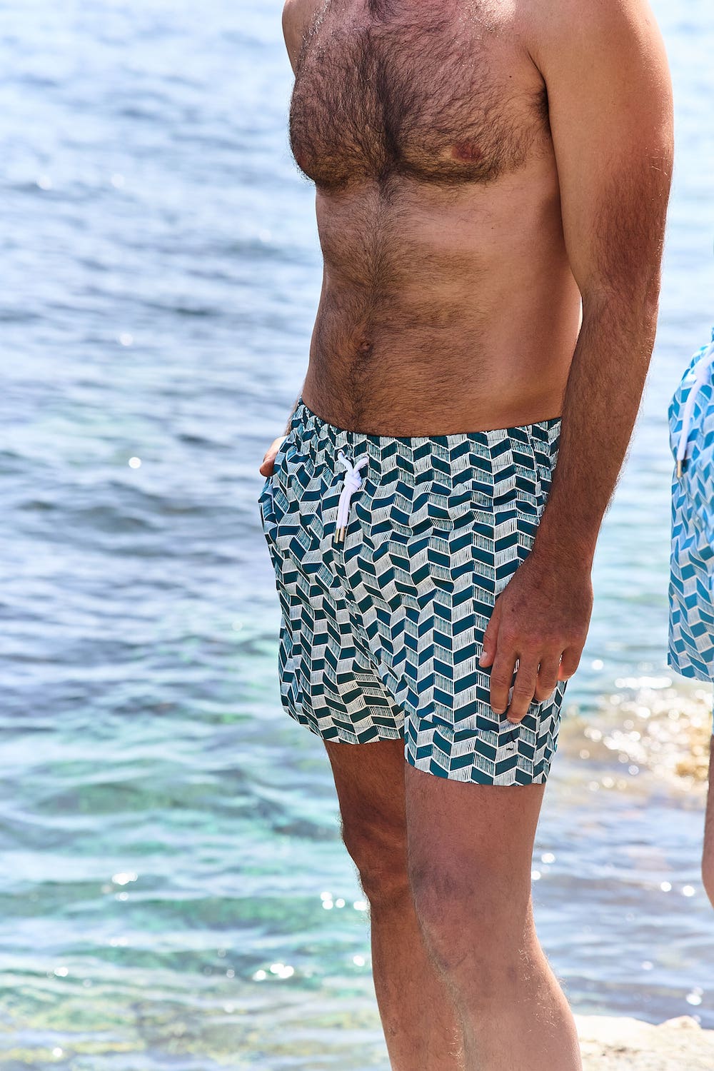 Short de bain - Courants vert