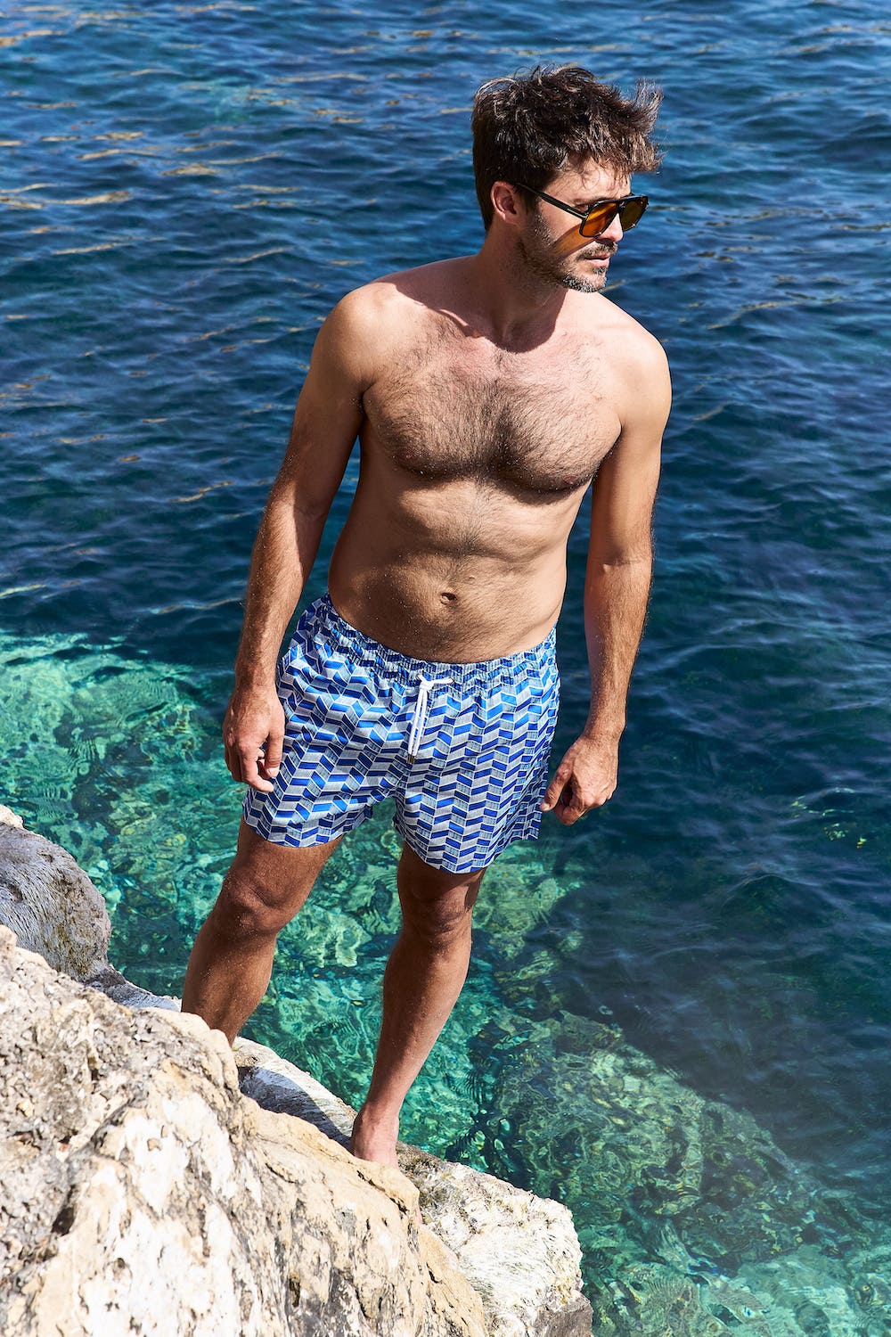 Short de bain - Courants bleu roy