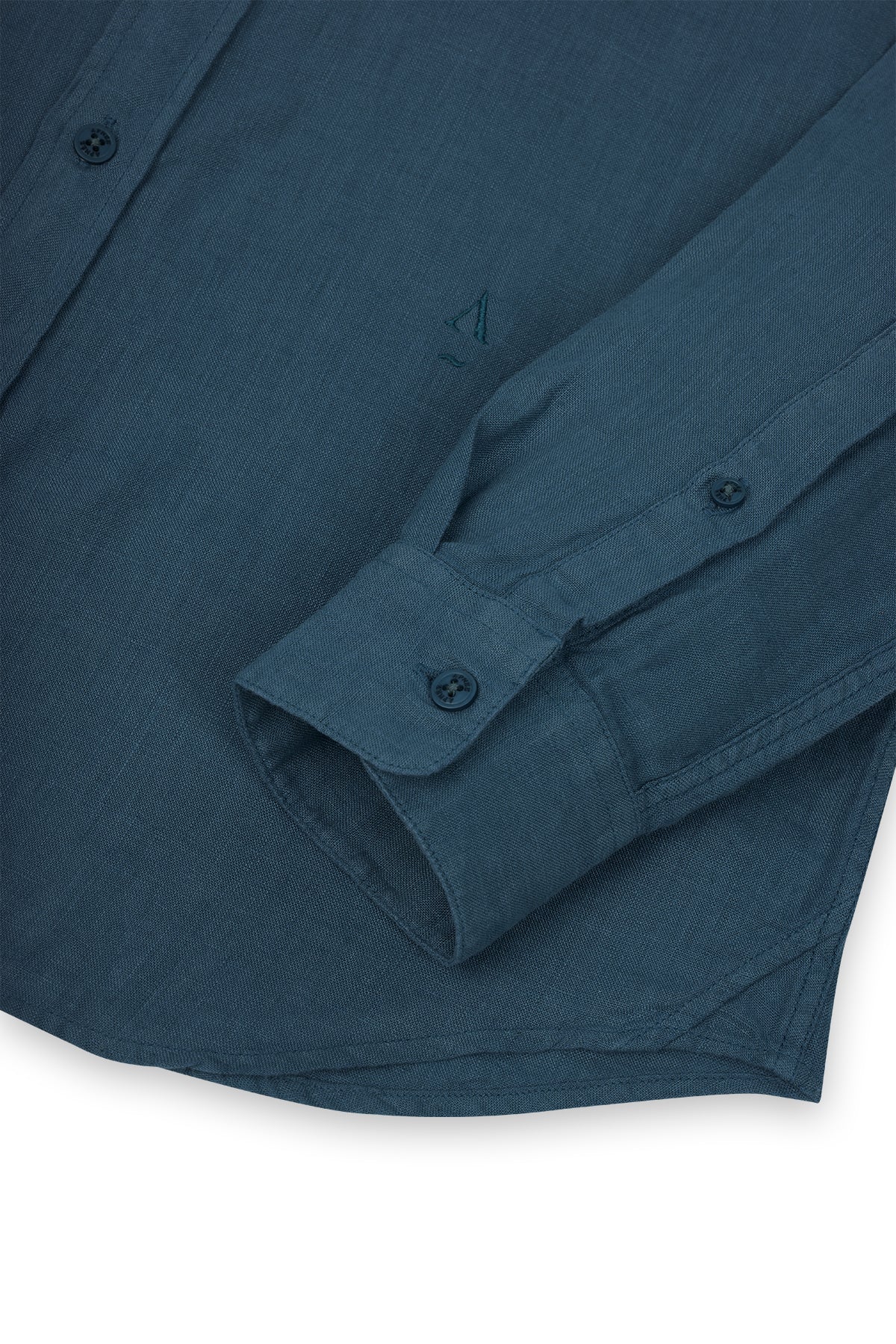 Chemise en lin en bleue pétrole