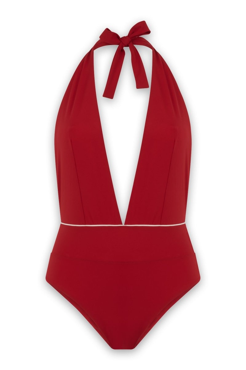 Maillot de bain uni une pièce rouge