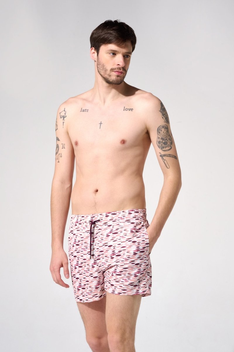 Short de bain à imprimé pourpre