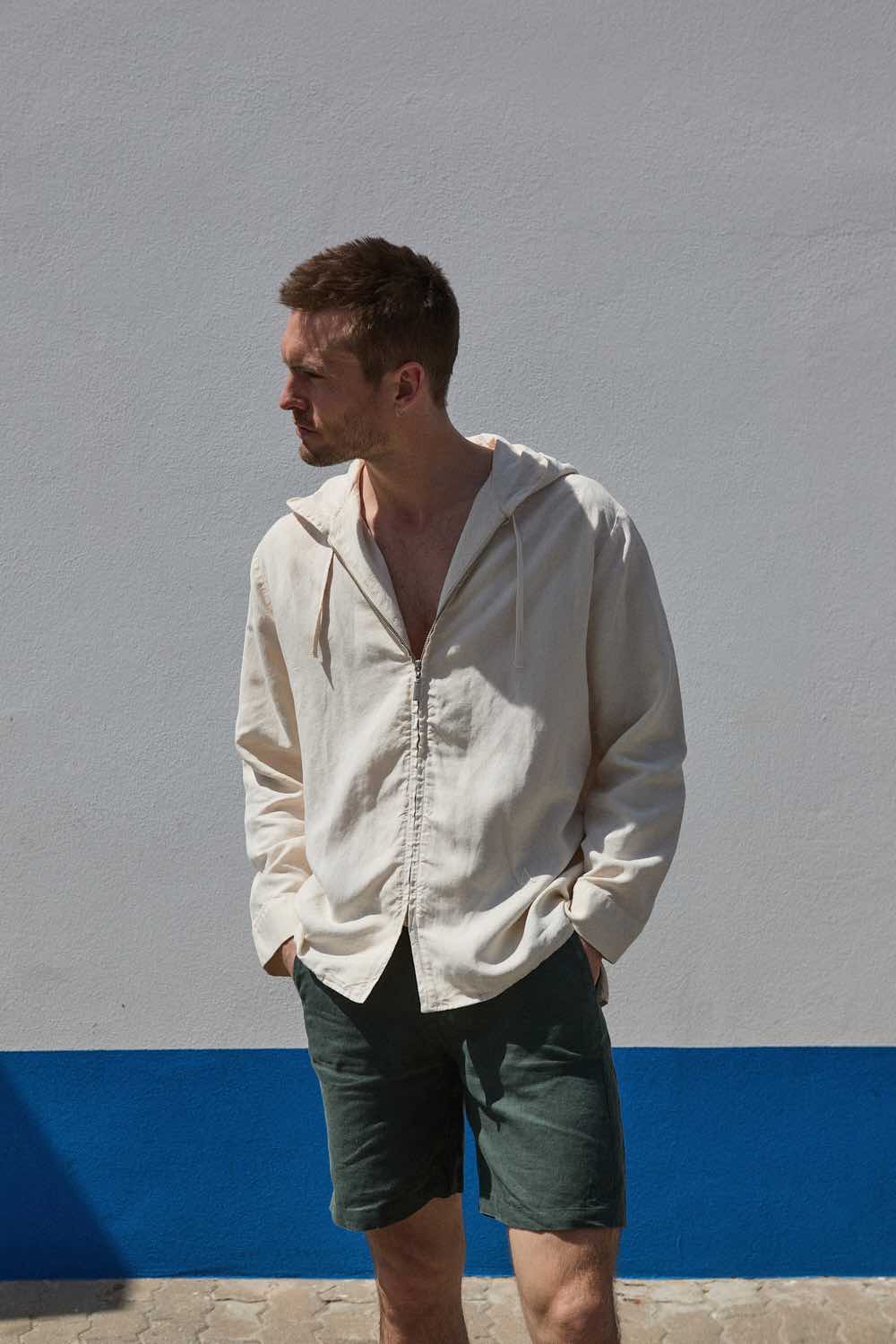 bermuda vert en lin homme