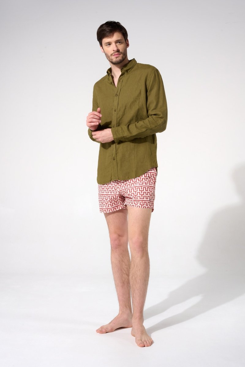 chemise lin kaki homme