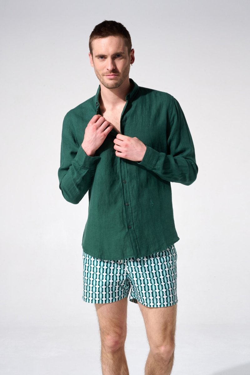 chemise uni vert homme