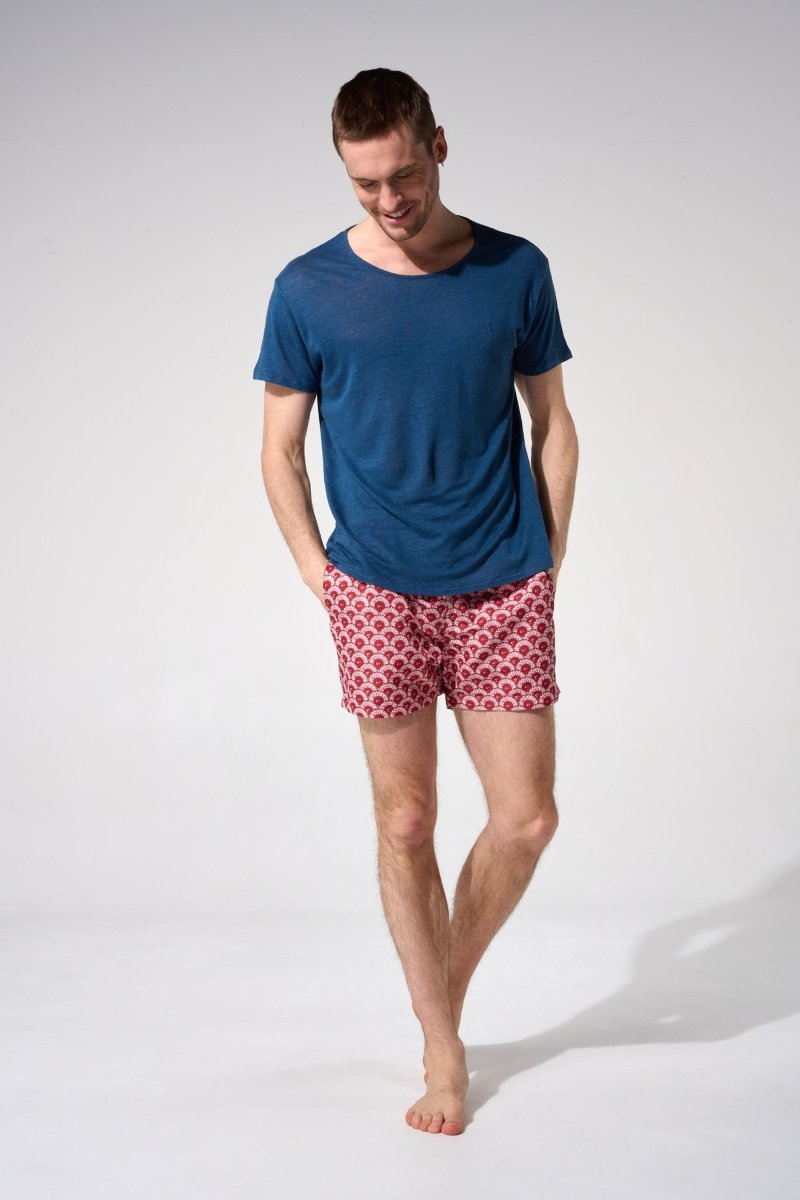 maillot de bain homme motif rouge