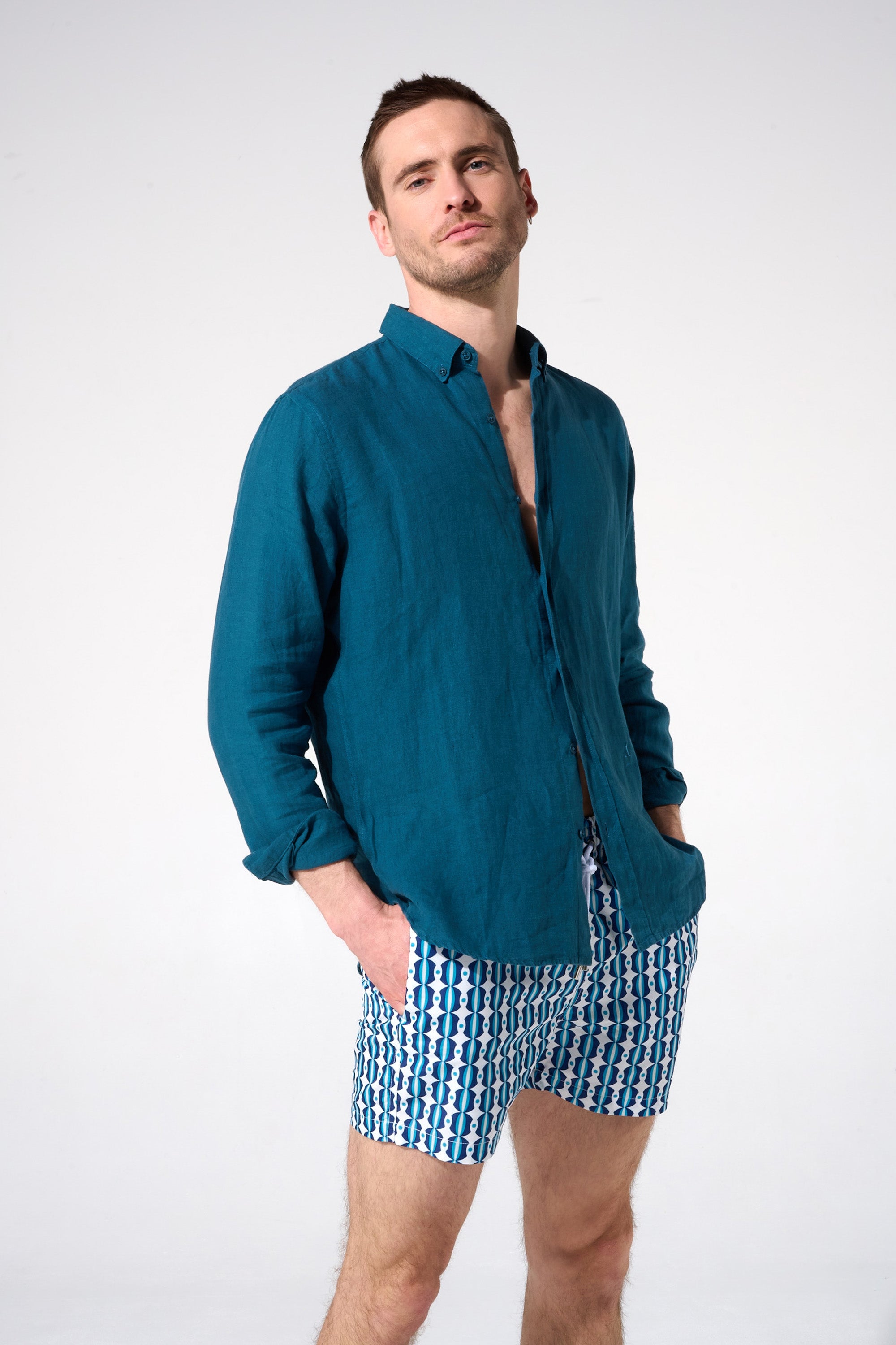 Maillot imprimé Salento bleu foncé