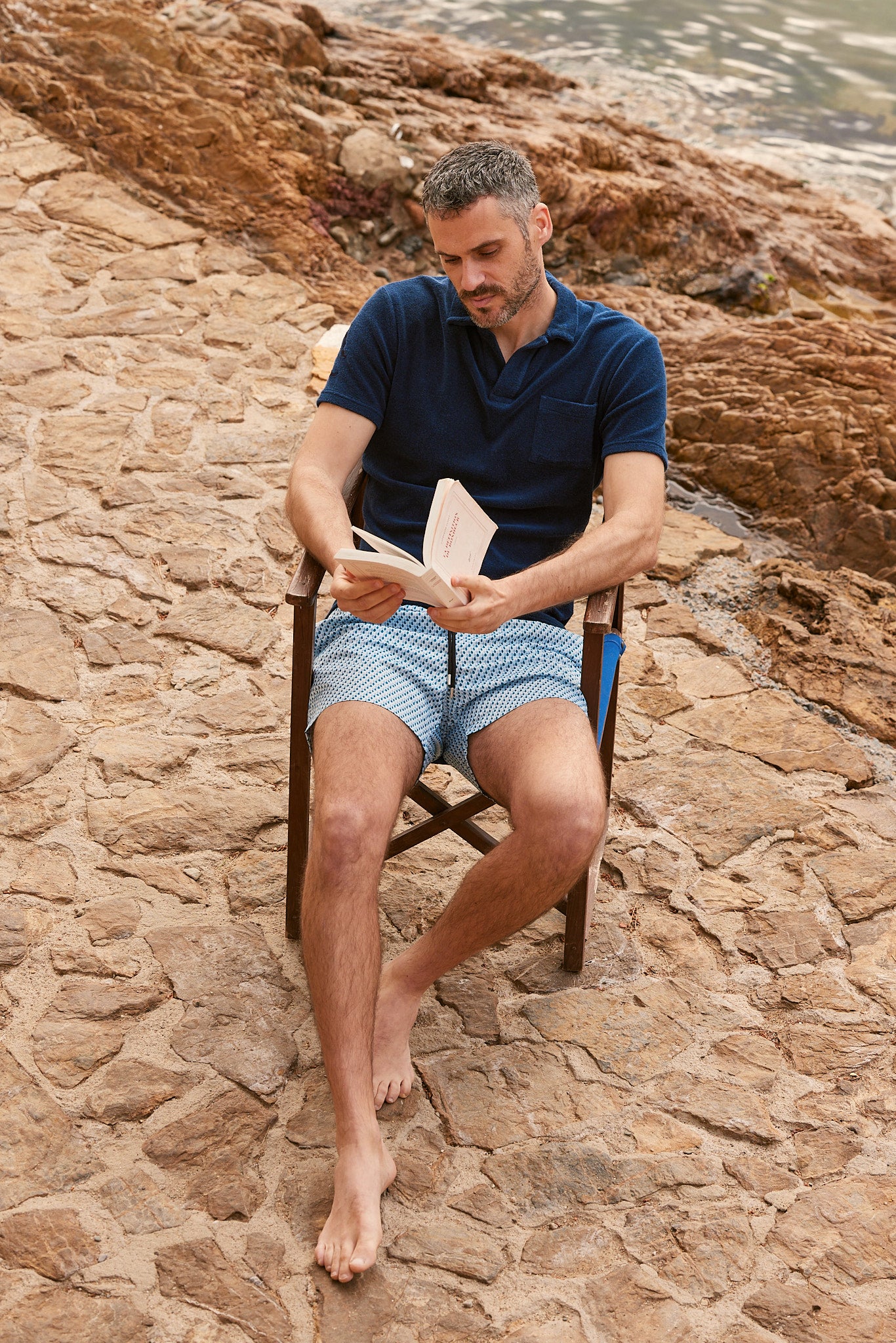 maillot de bain homme imprimé bleu ciel