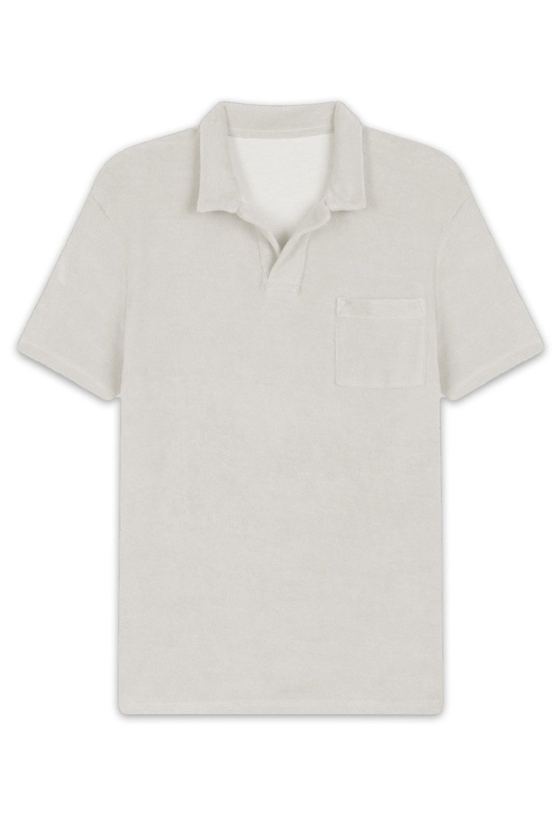 High-end and eco-responsible terrycloth polo shirt for men in white