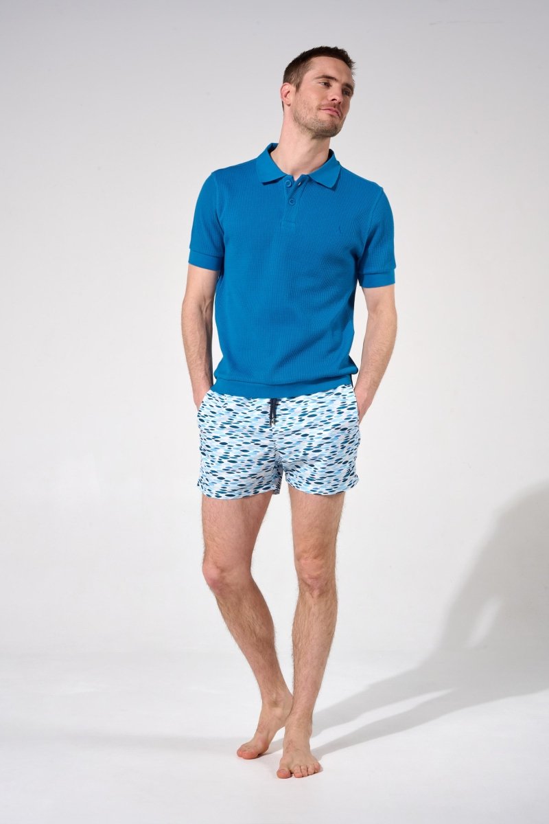 polo bleu en coton