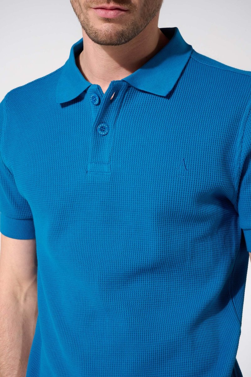 polo en coton homme bleu