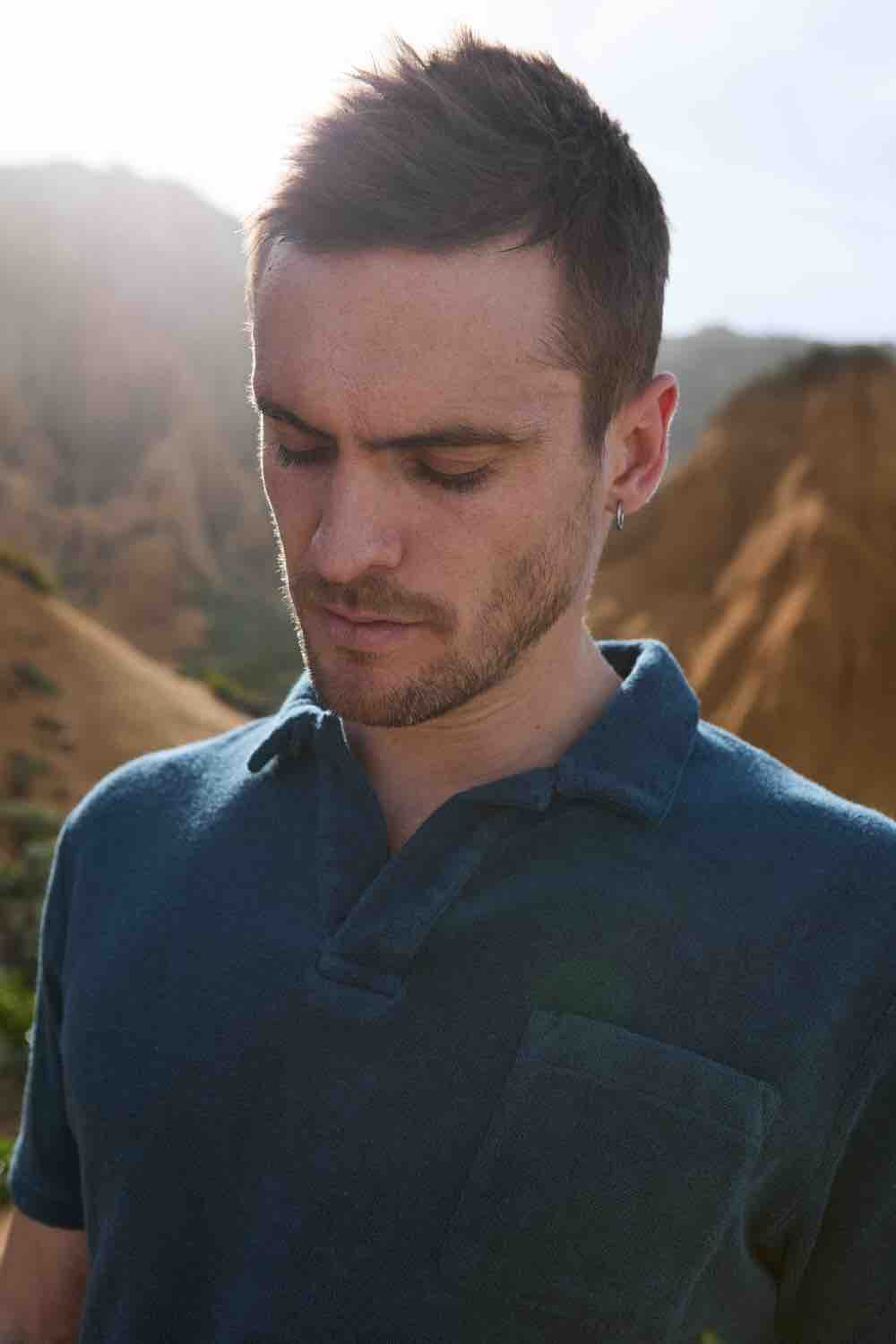 polo eponge homme bleu canard