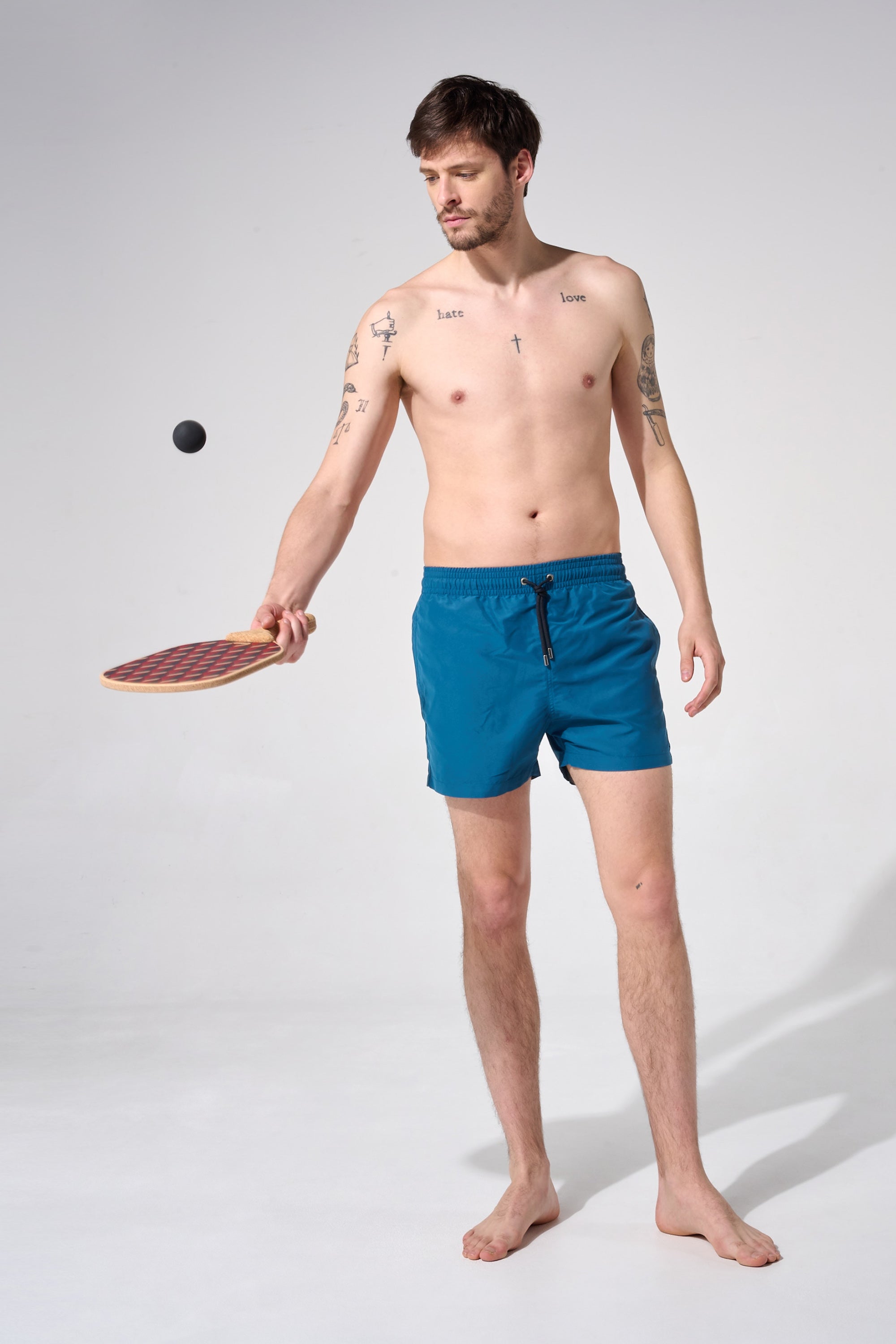 short de bain bleu canard
