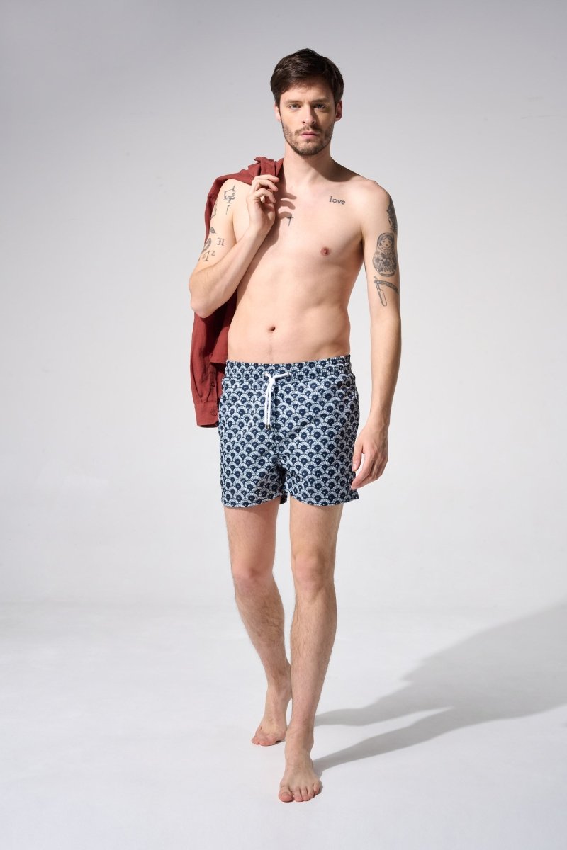 short de bain motif bleu nuit
