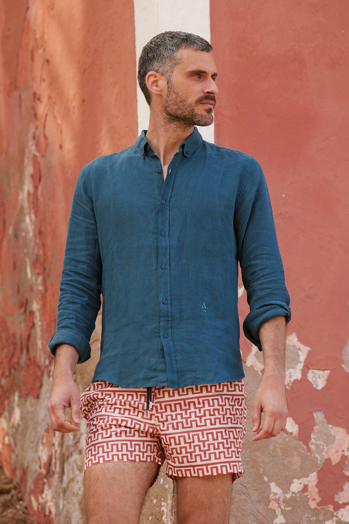 short de bain homme brique