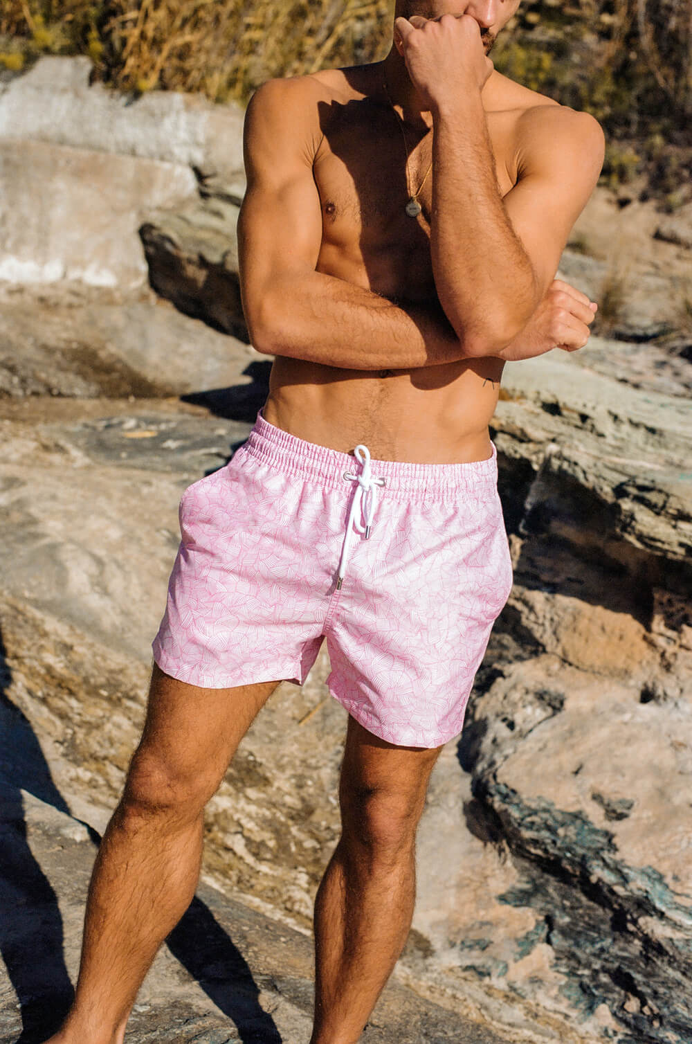 short de bain homme reflets rose