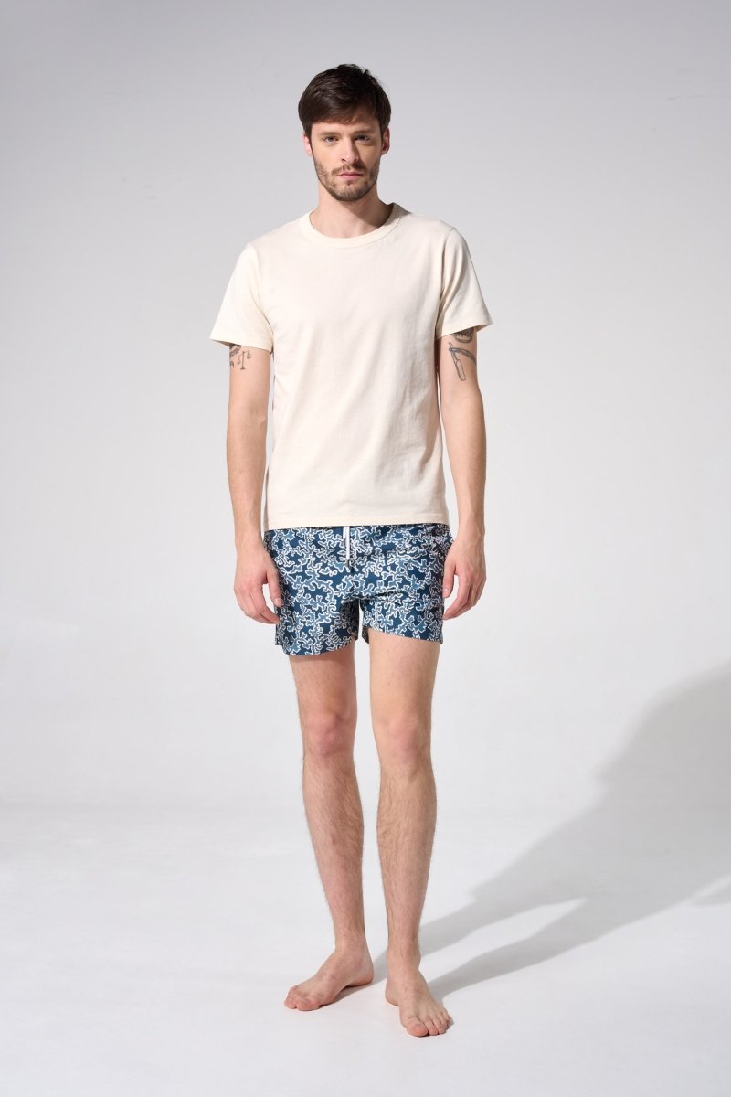 Short de bain bleu homme