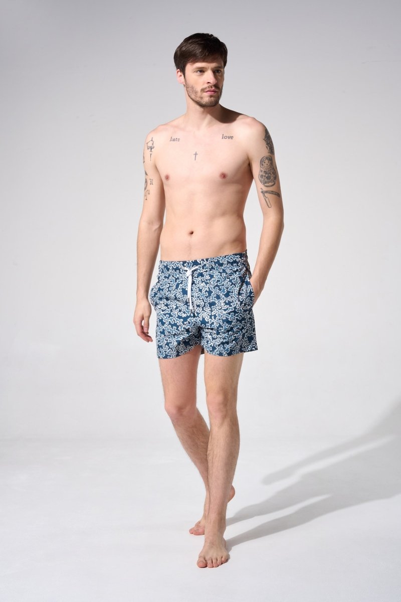 Short de bain homme coraux bleu