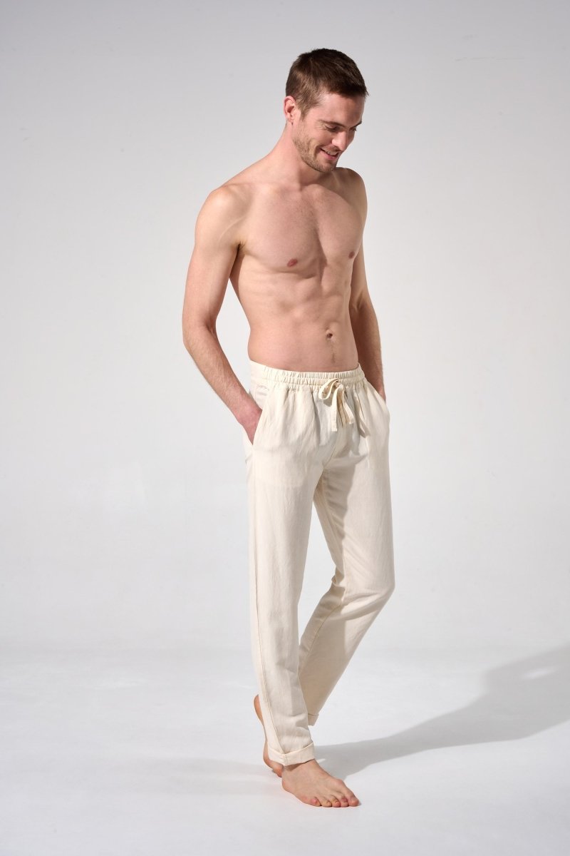 PANTALON_LIN_ECRU homme