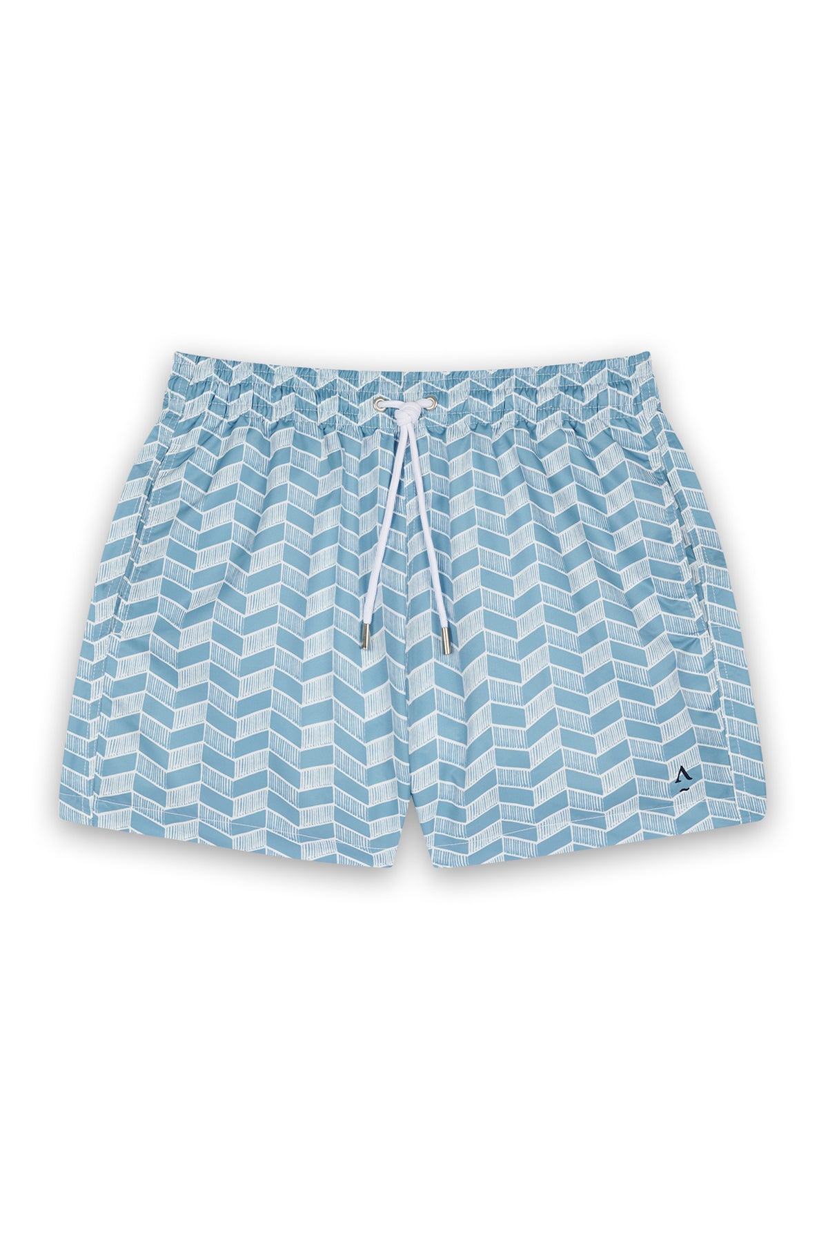 Short de bain géométrique bleu clair