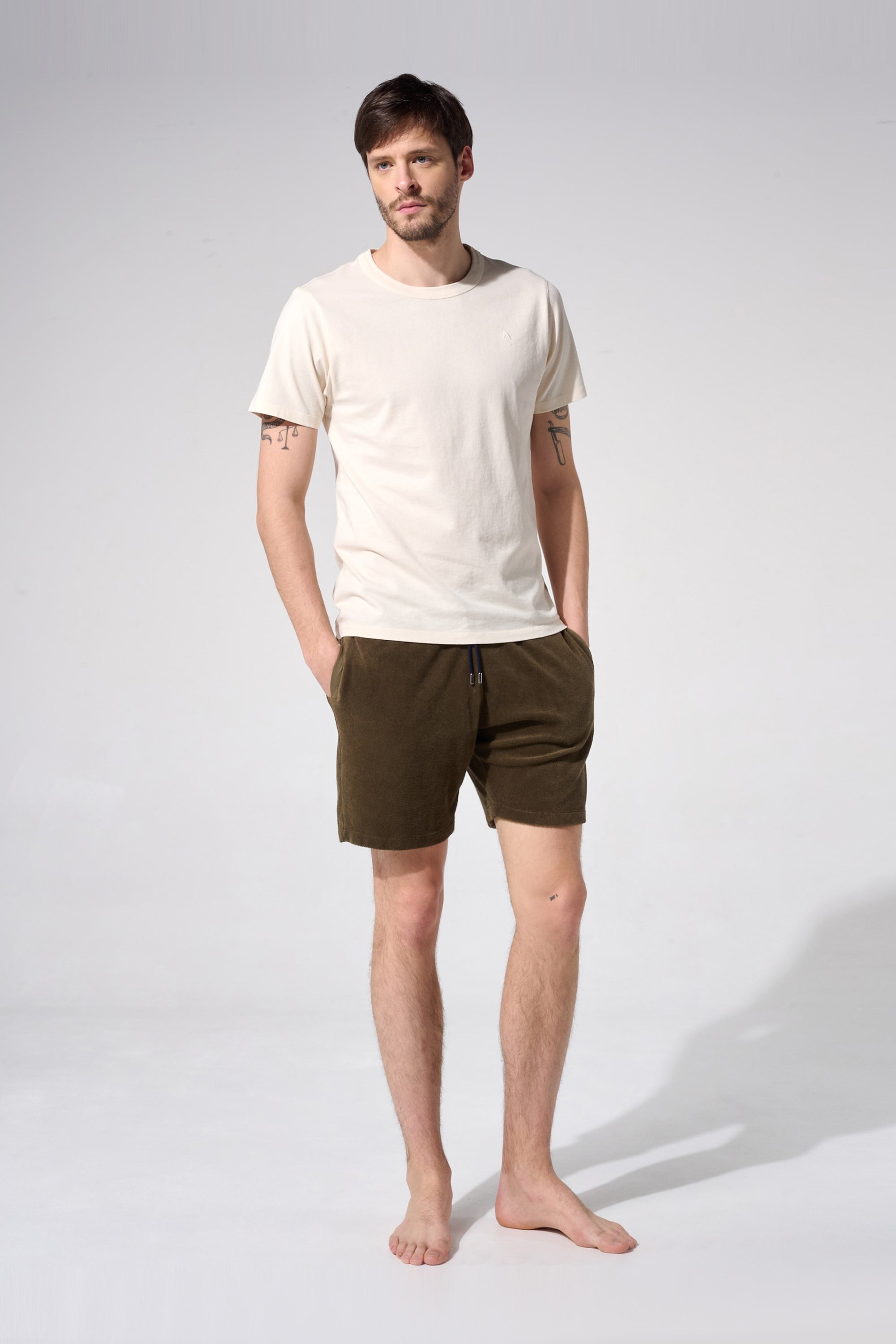 Khaki terrycloth shorts