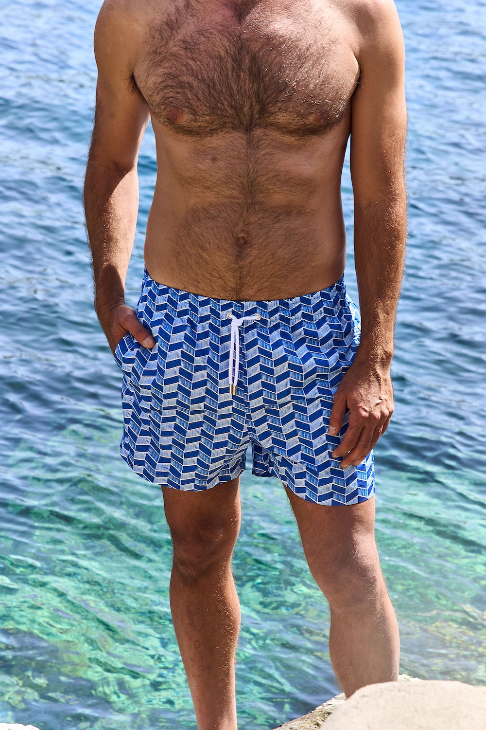 Short de bain - Courants bleu roy