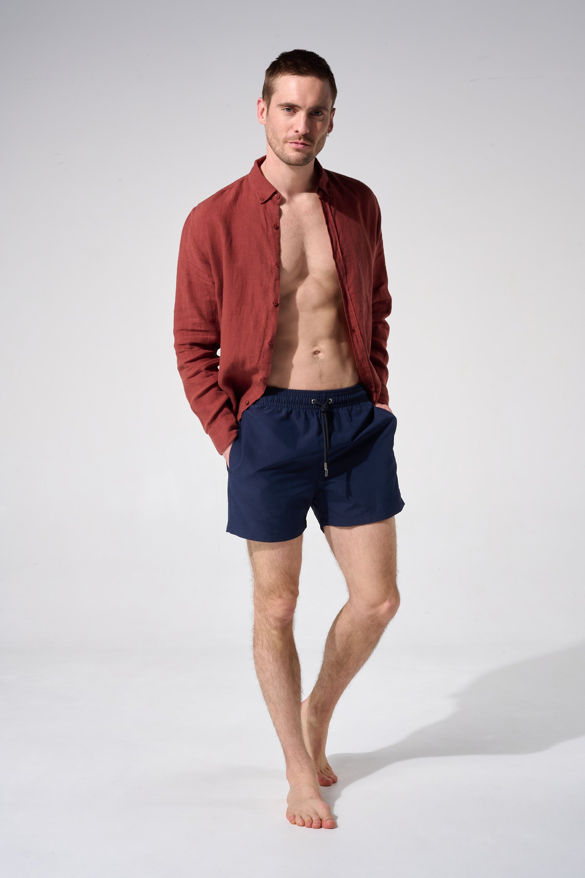 Short de bain - Uni bleu marine