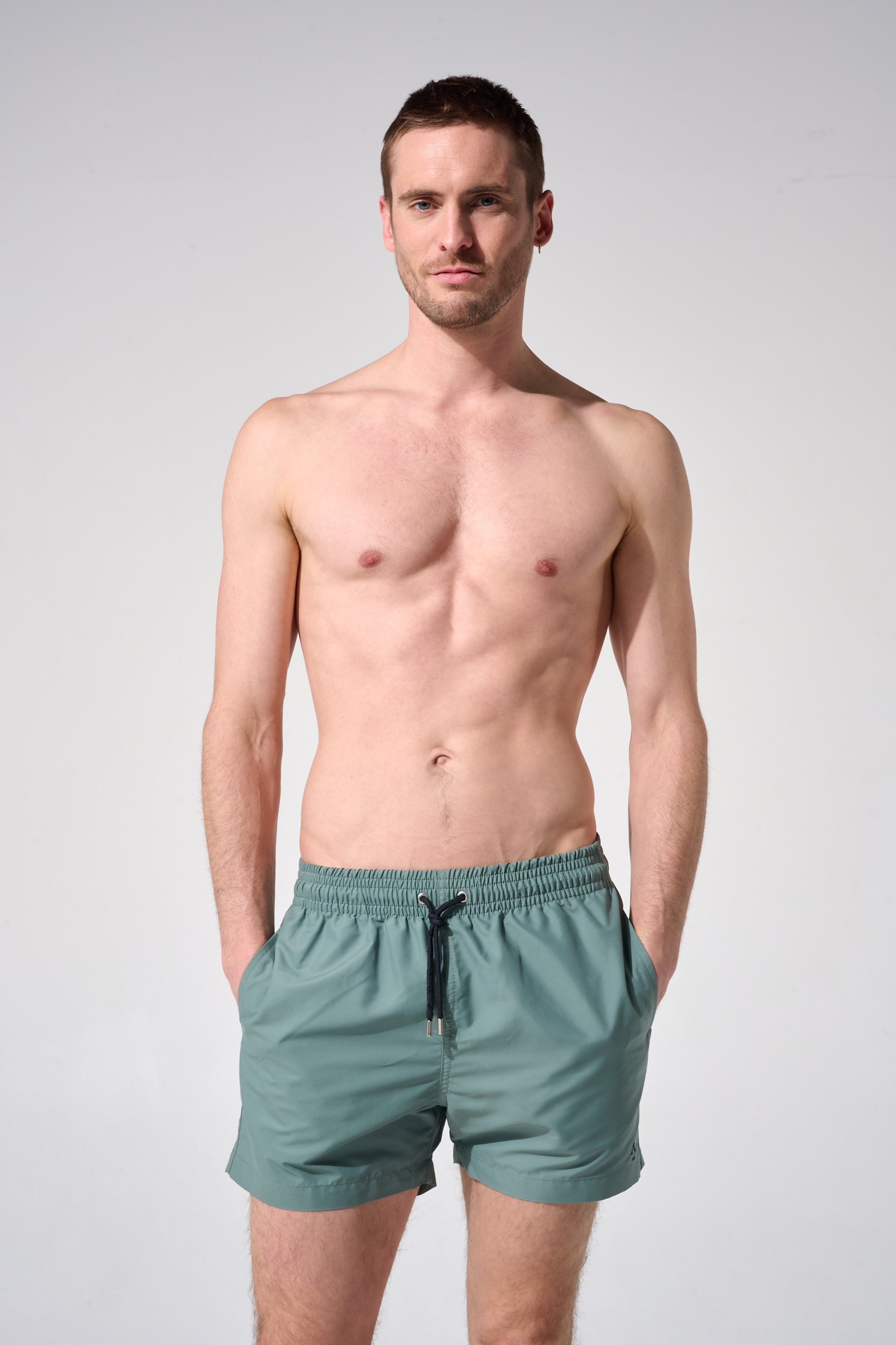 Short de bain - Uni vert