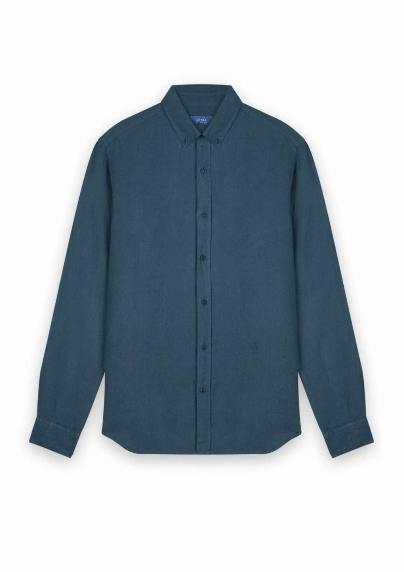 Chemise en lin en bleue pétrole