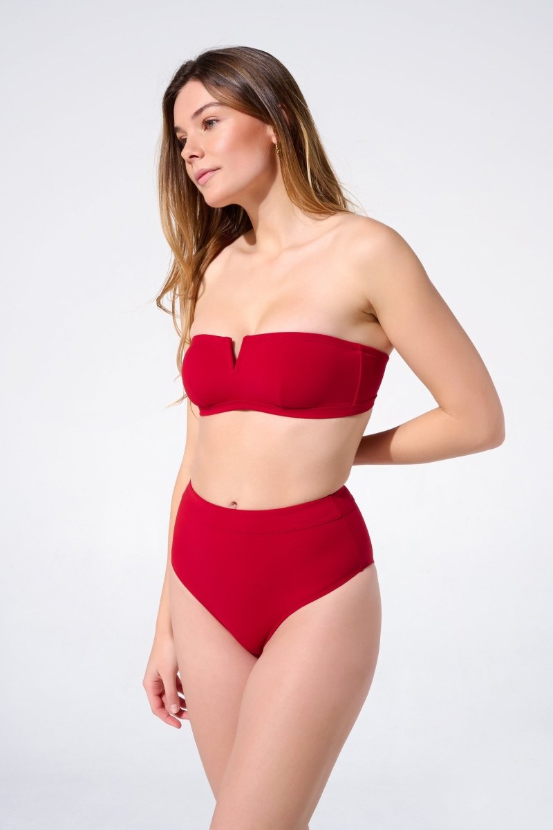 haut de maillot bandeau femme rouge