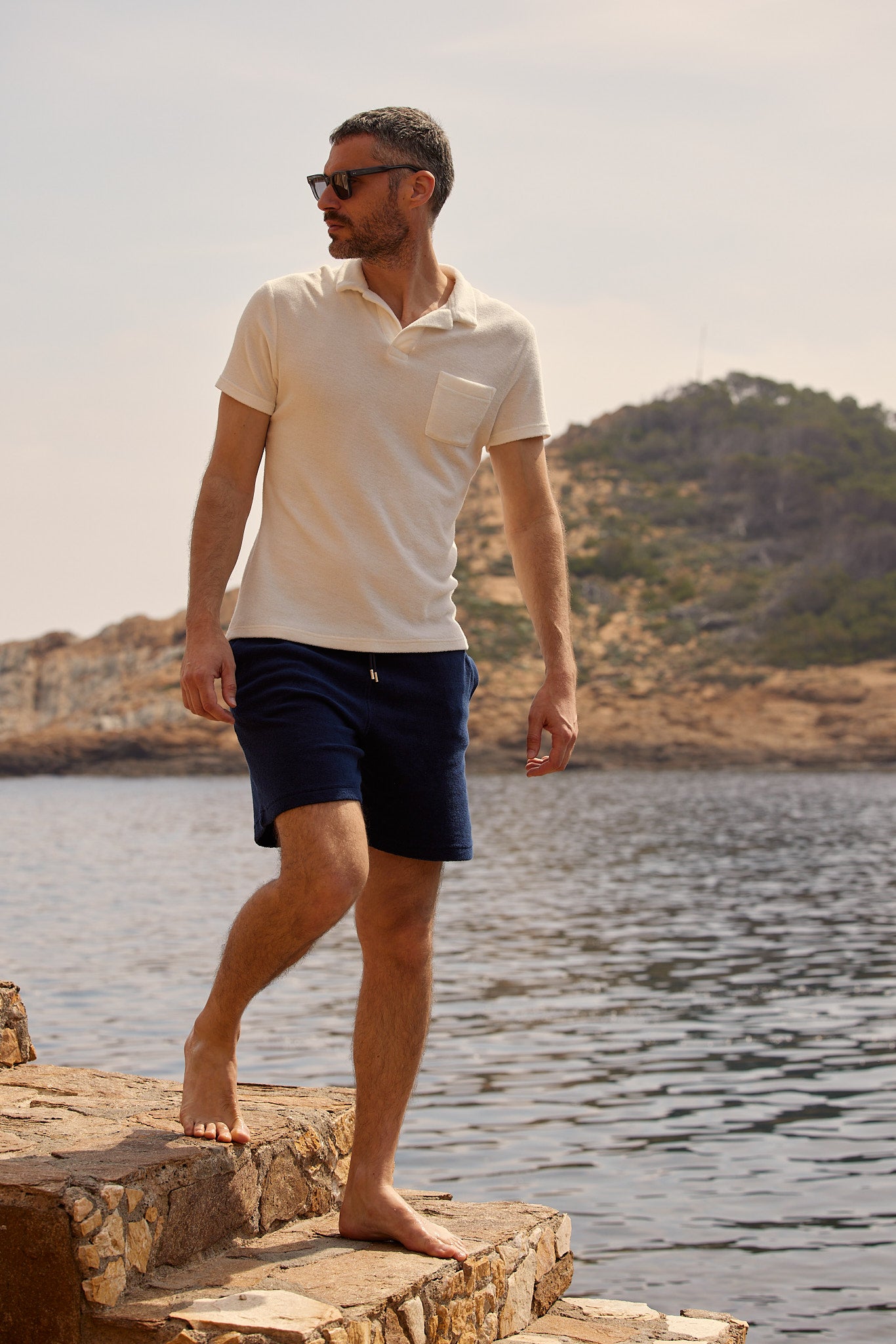 Polo éponge blanc pour homme