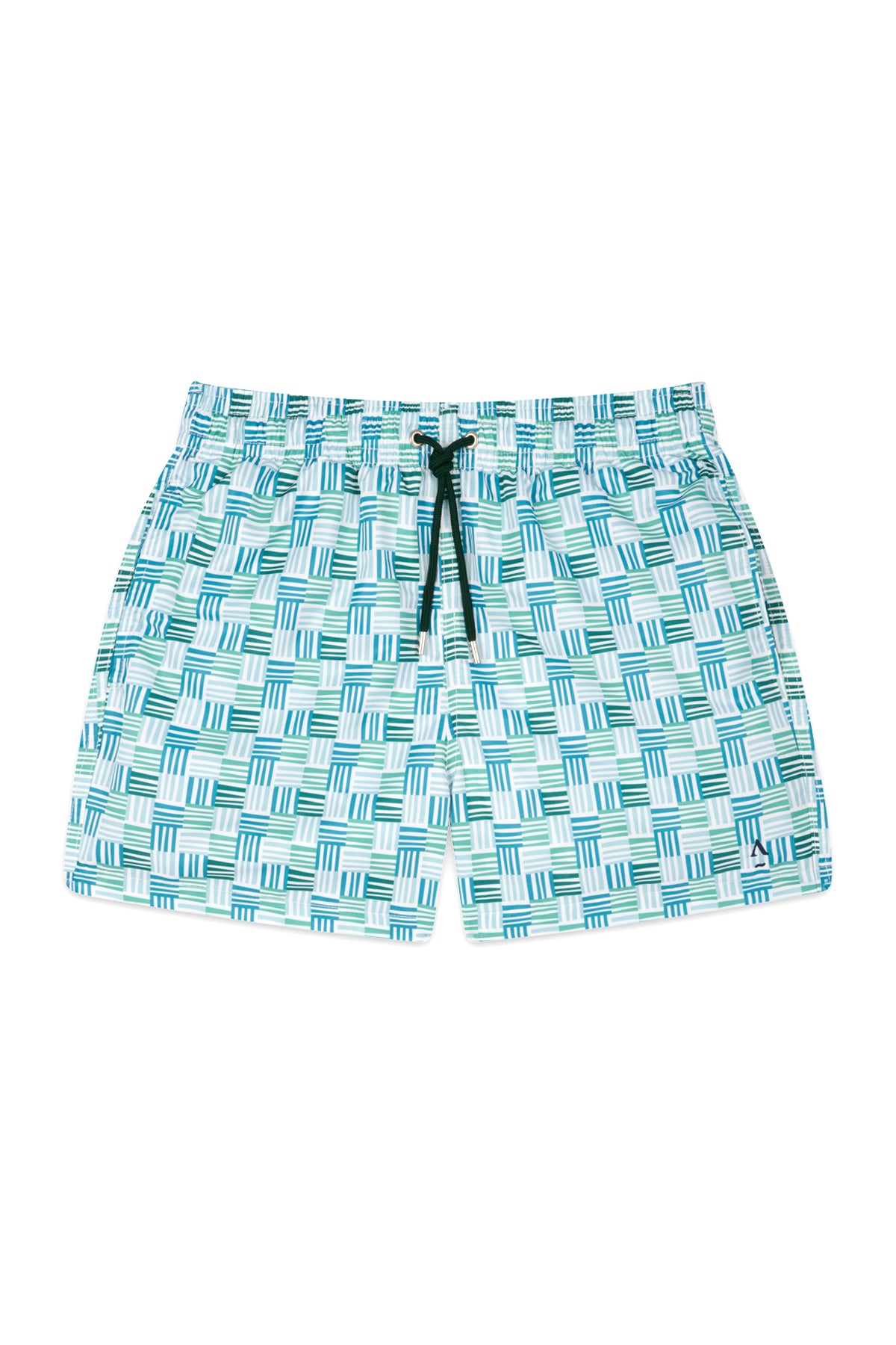 short de bain homme imprimé vert et bleu