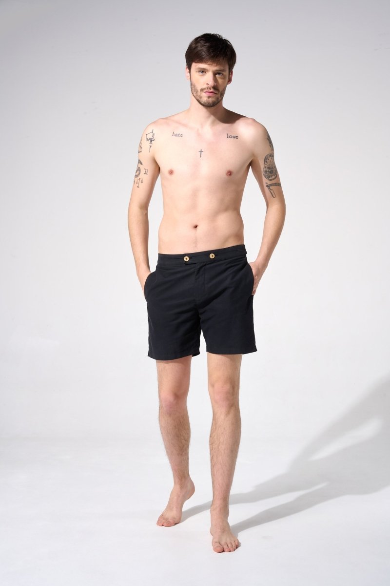 Maillot de bain uni noir homme