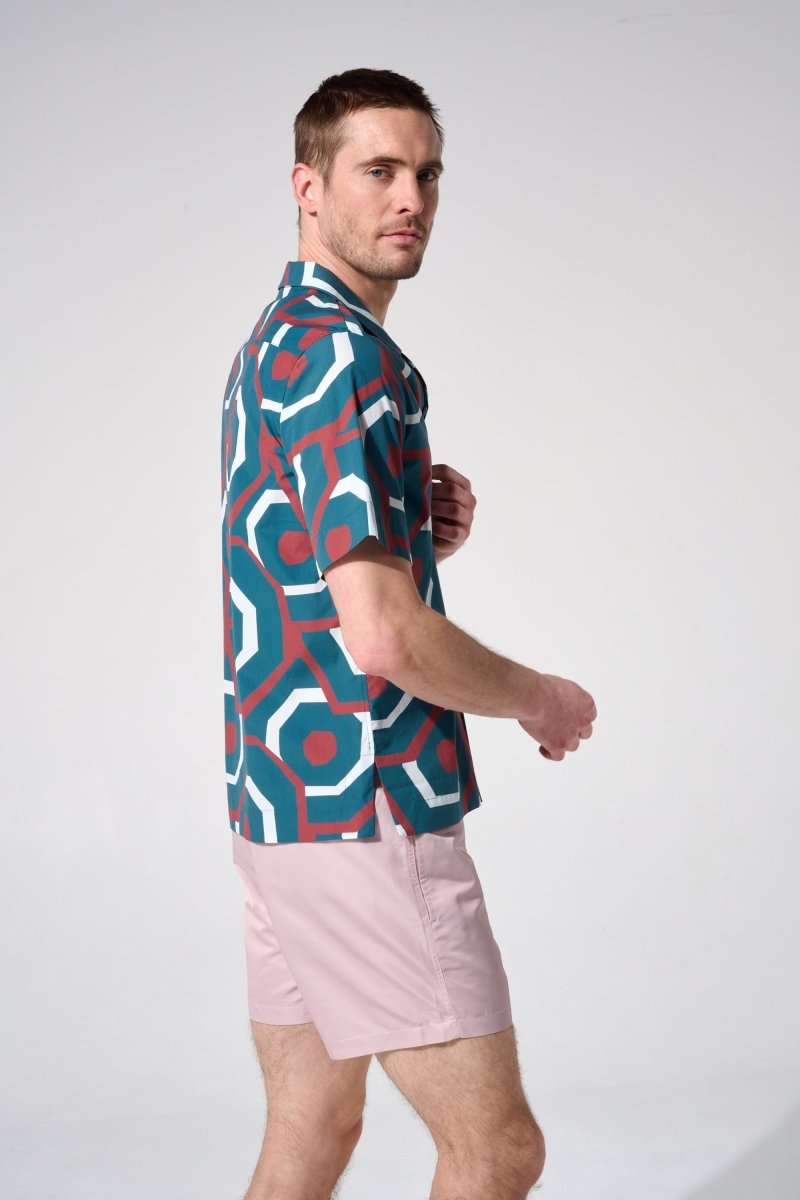 Chemise imprimée bleu rouge et blanc