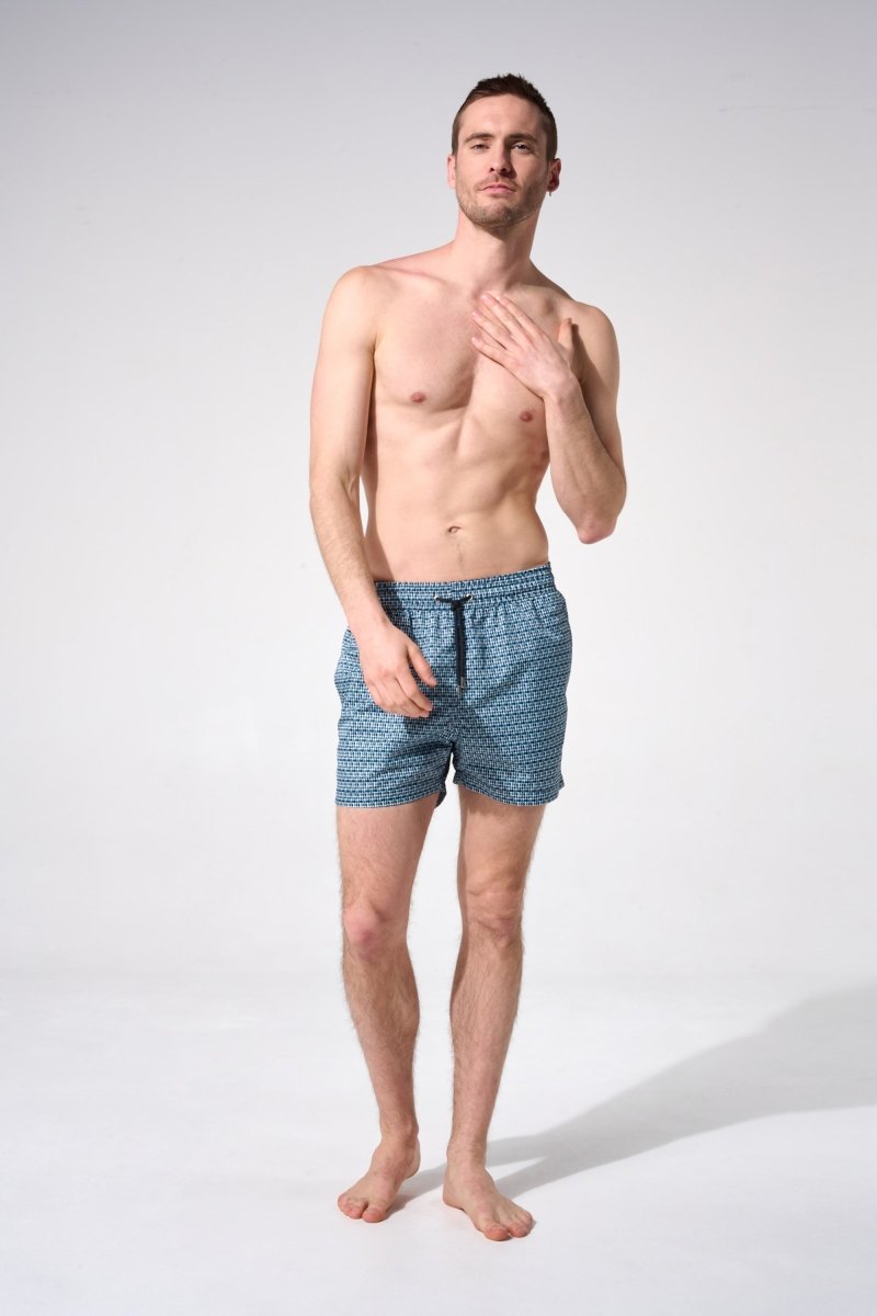 maillot de bain homme mosaiques bleu